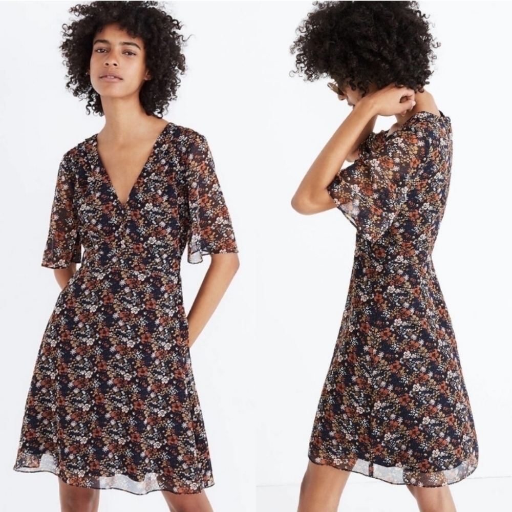 Madewell Orchard Flutter Sleeve Flowy Dress in Prairie Blossom Size 10